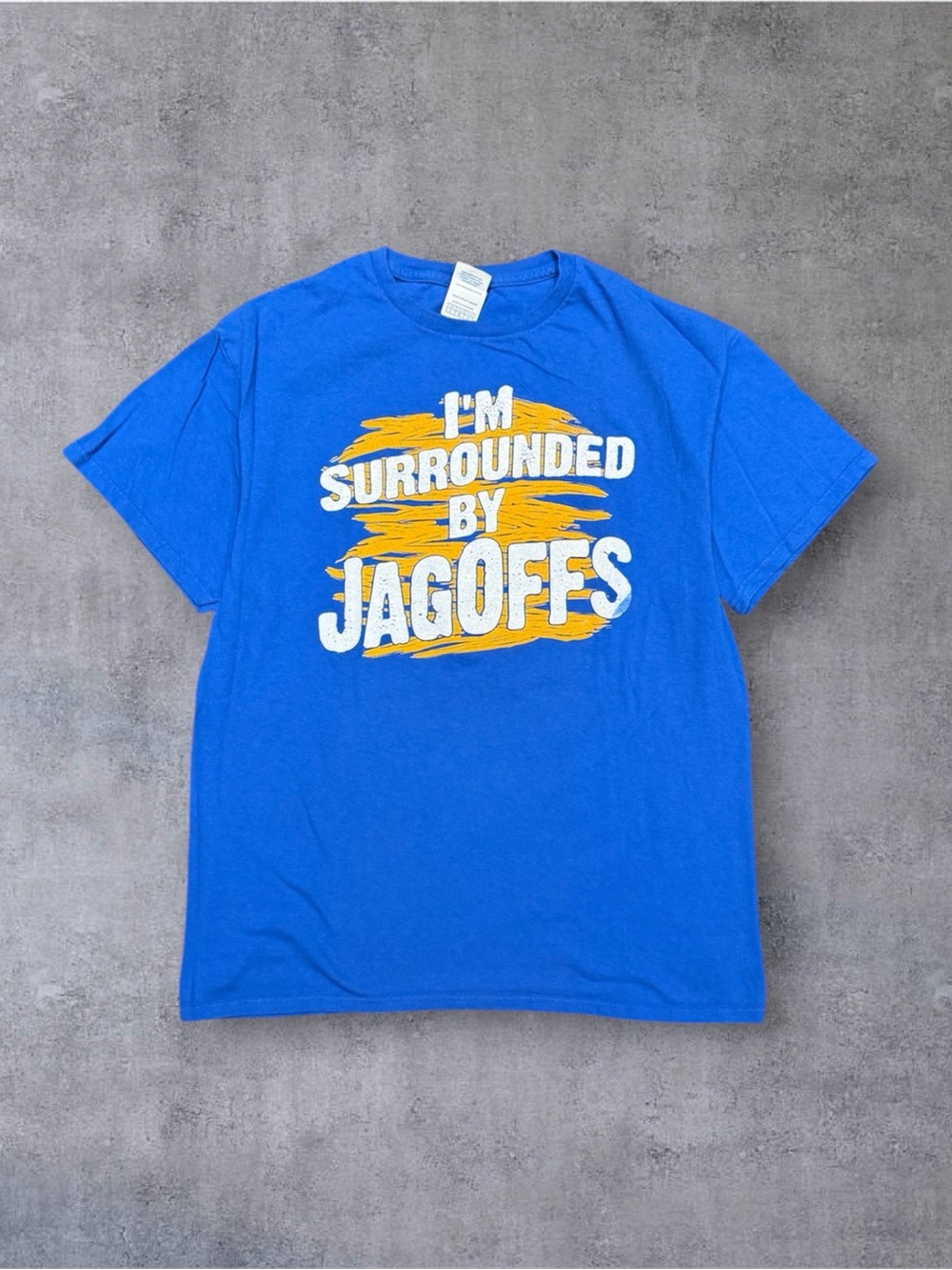 Delta Royal Blue Tee with White and Yellow Graphic